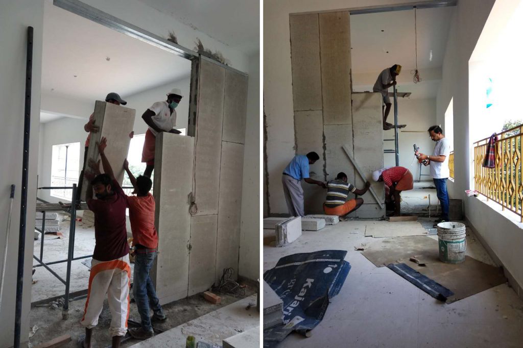 印度帕亞塔工程學(xué)院工地輕質(zhì)隔墻板施工案例