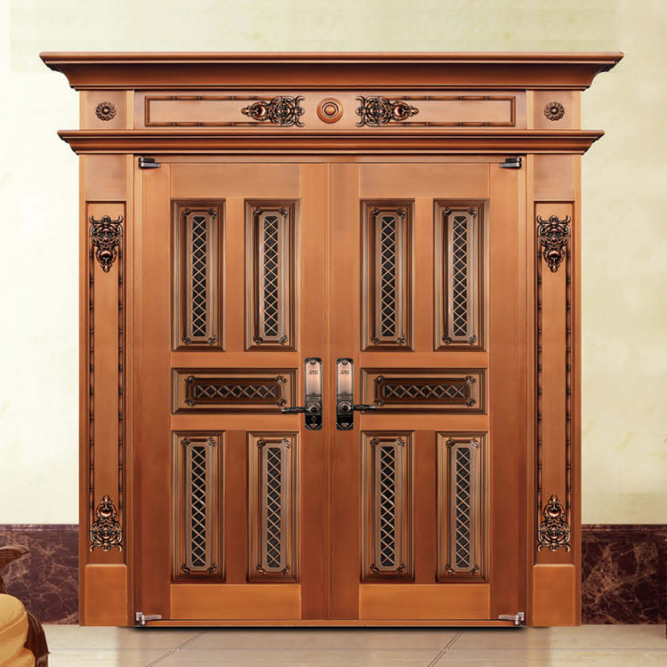 奢華雙開銅門(紫銅/黃銅) 高端銅門定制(圖1) 奢華雙開銅門(紫銅/黃銅) 高端銅門定制(圖1)